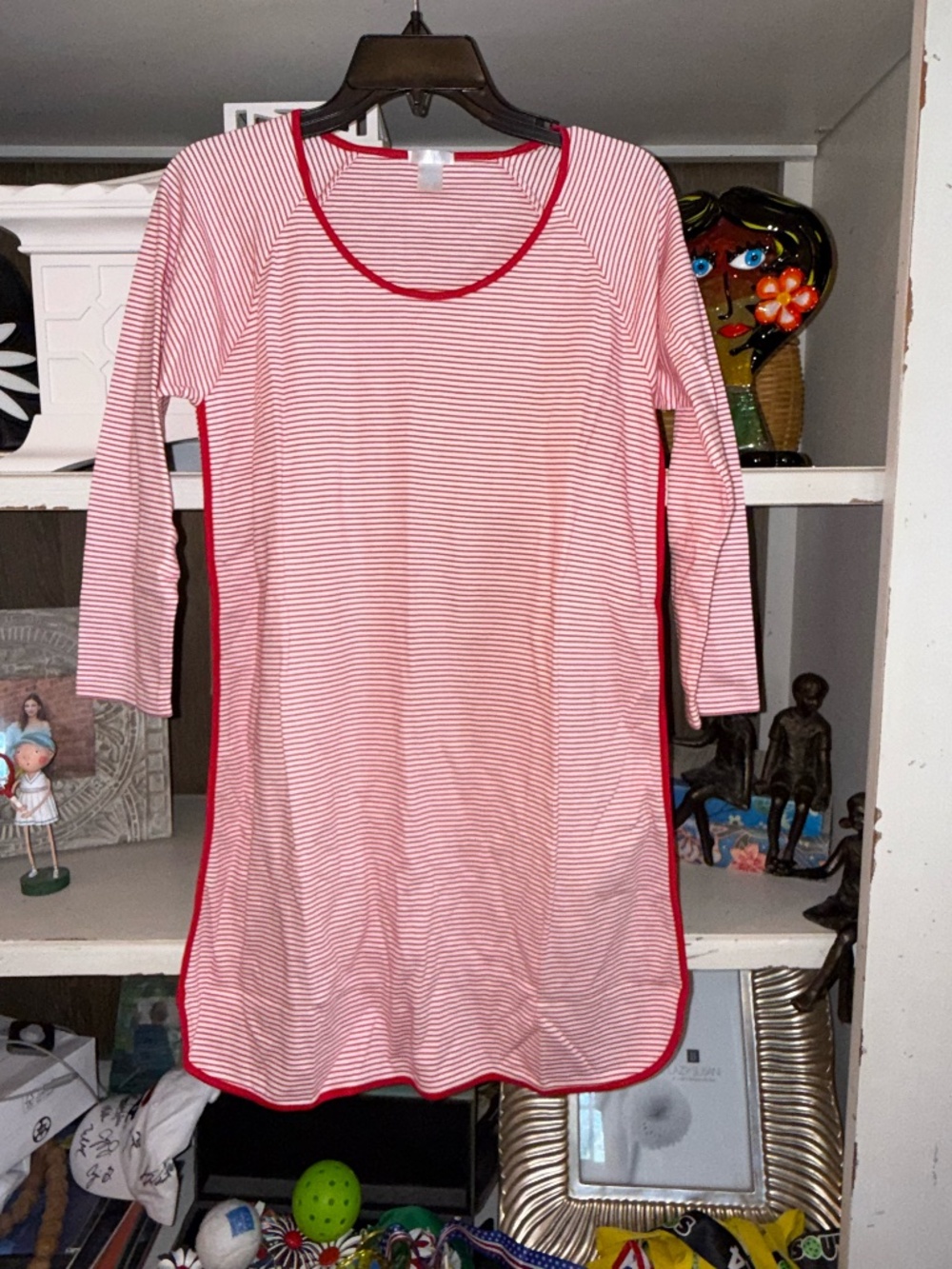 LAKE pajamas Xs pima classic long sleeve nightgown gown red stripe Xs nwot